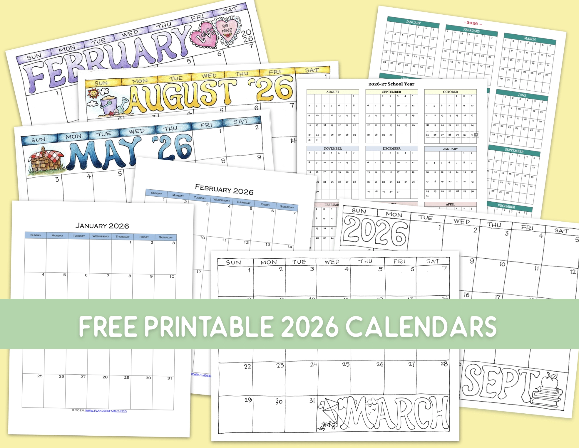 2026 Calendar Months Printable