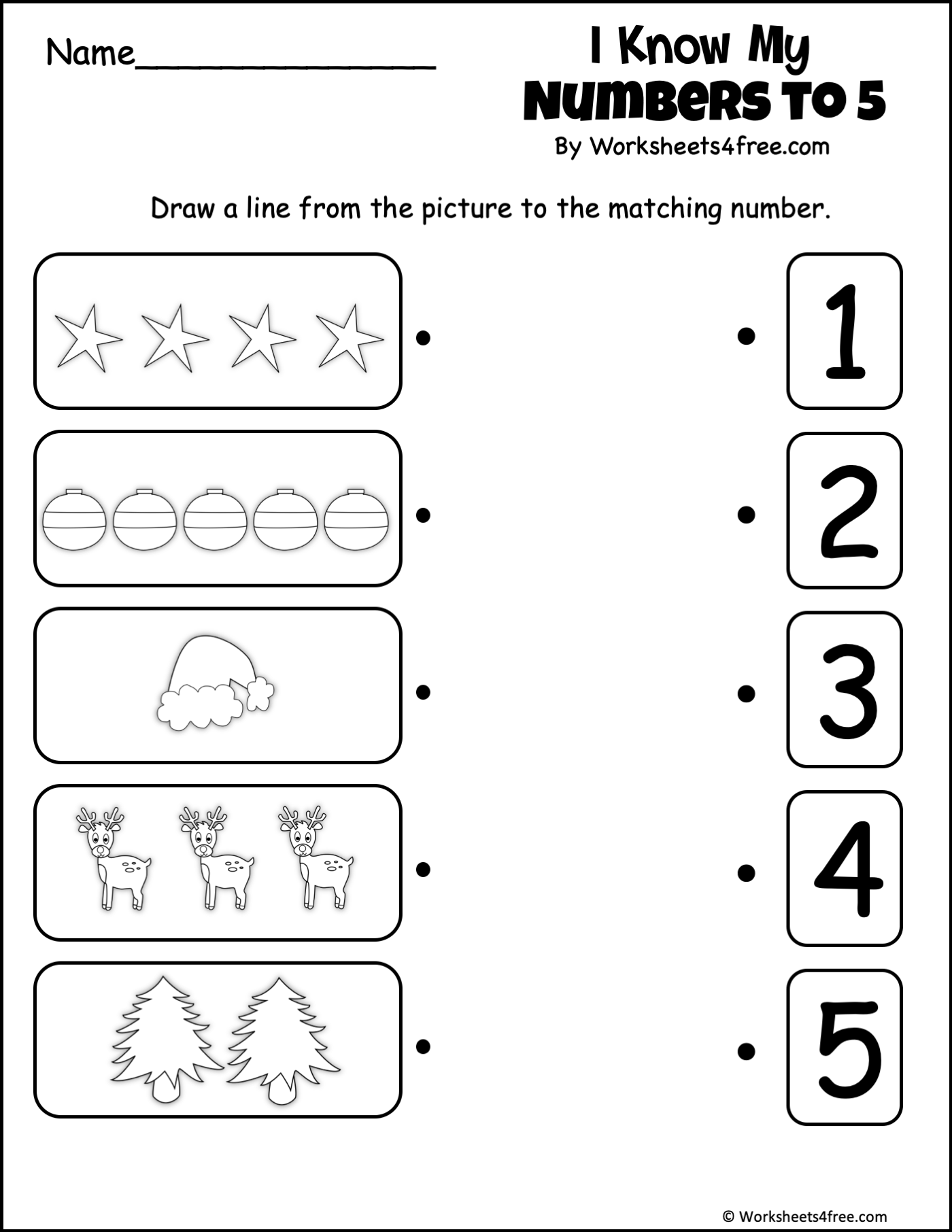 Free Printable Numbers 1-5 Worksheets