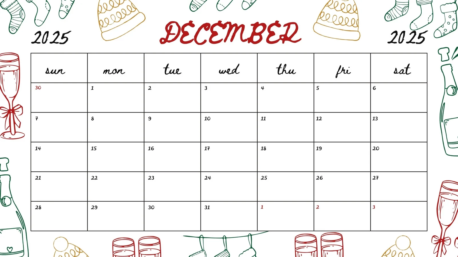 Free Custom Printable Christmas Calendar Templates Canva