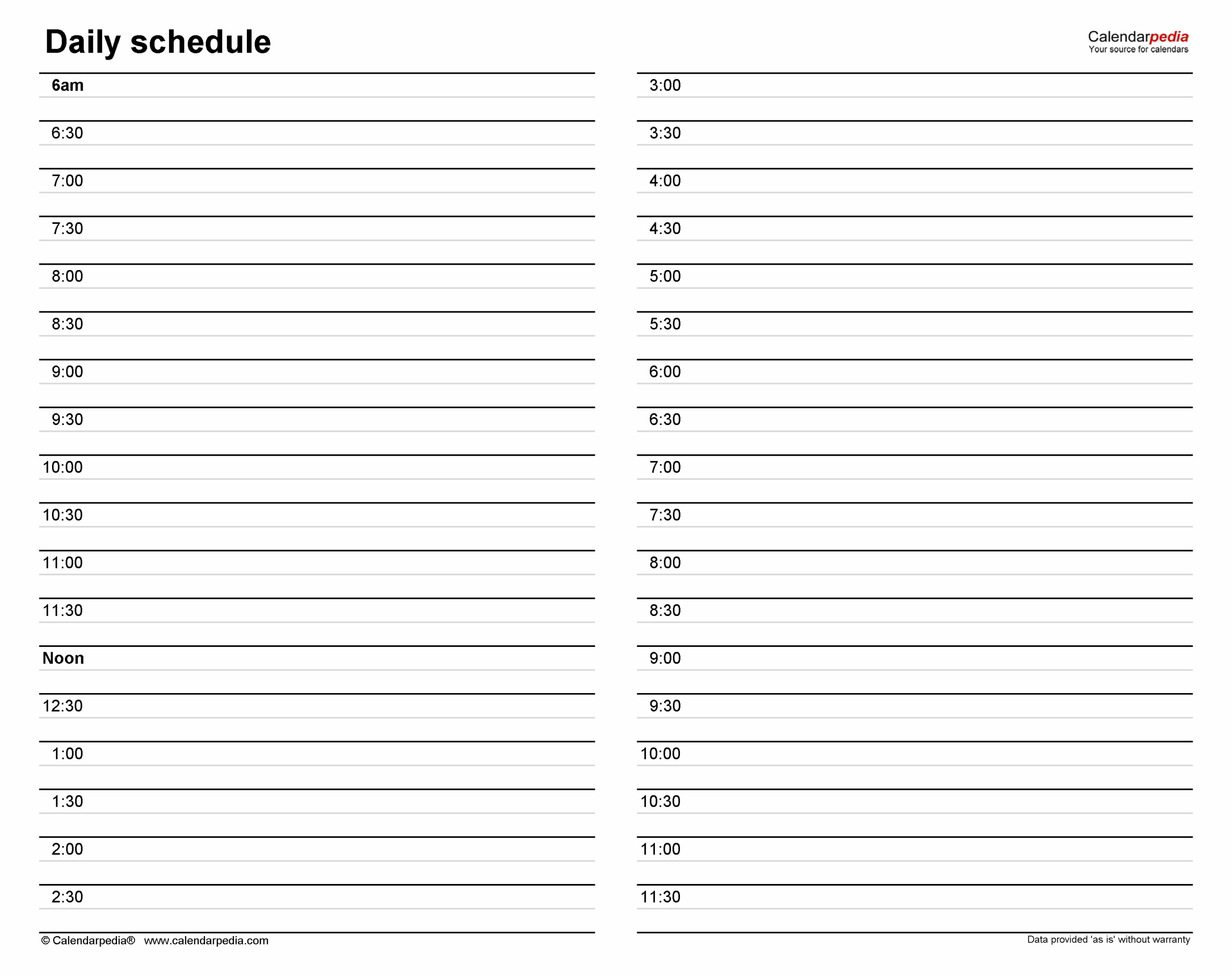 Free Daily Schedules In PDF Format 30 Templates Worksheets 