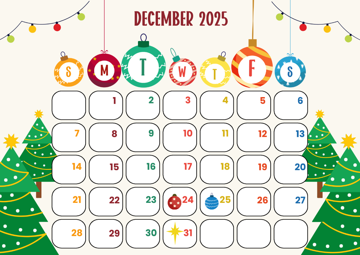 December Printable Santa Countdown Calendar 2025