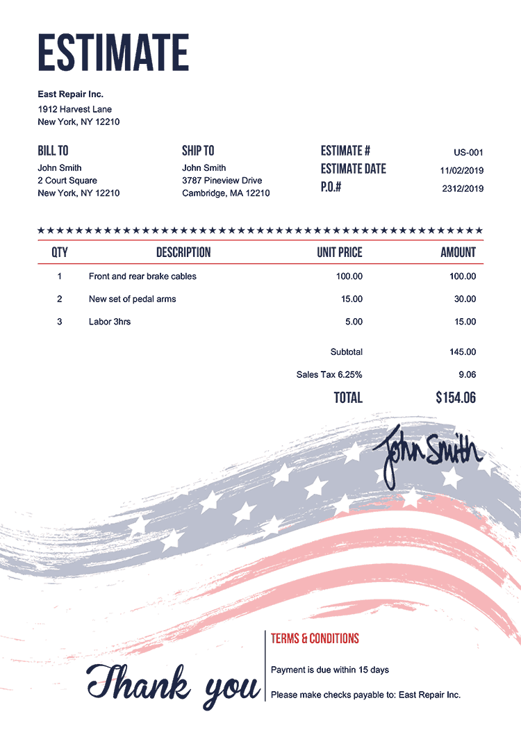Free Estimate Templates 100 Styles Print amp Download PDF