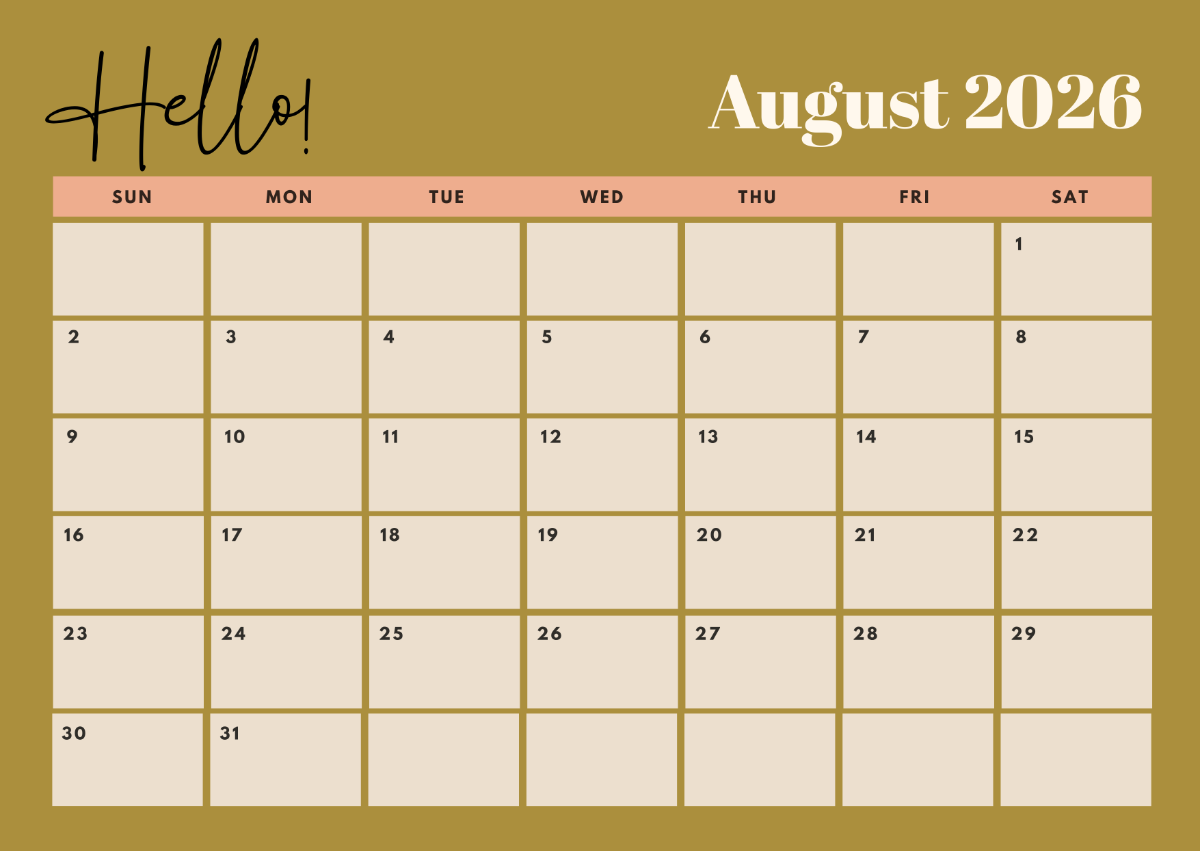 Free Hello August 2026 Calendar Template To Edit Online
