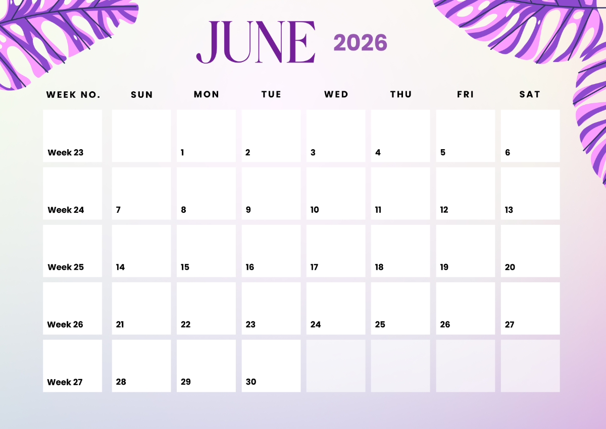 Blank June Calendar Printable 2026 Editable
