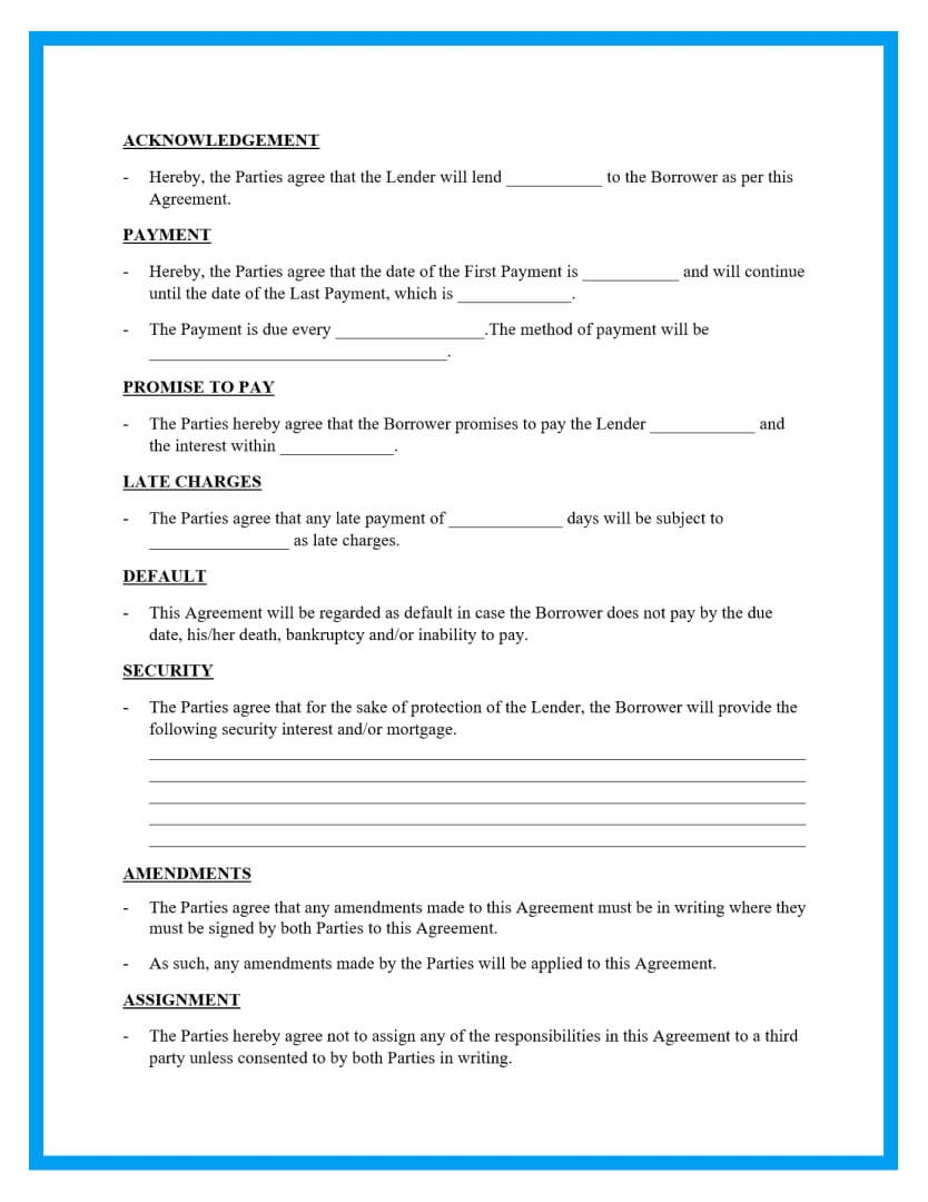Printable Loan Agreement Template