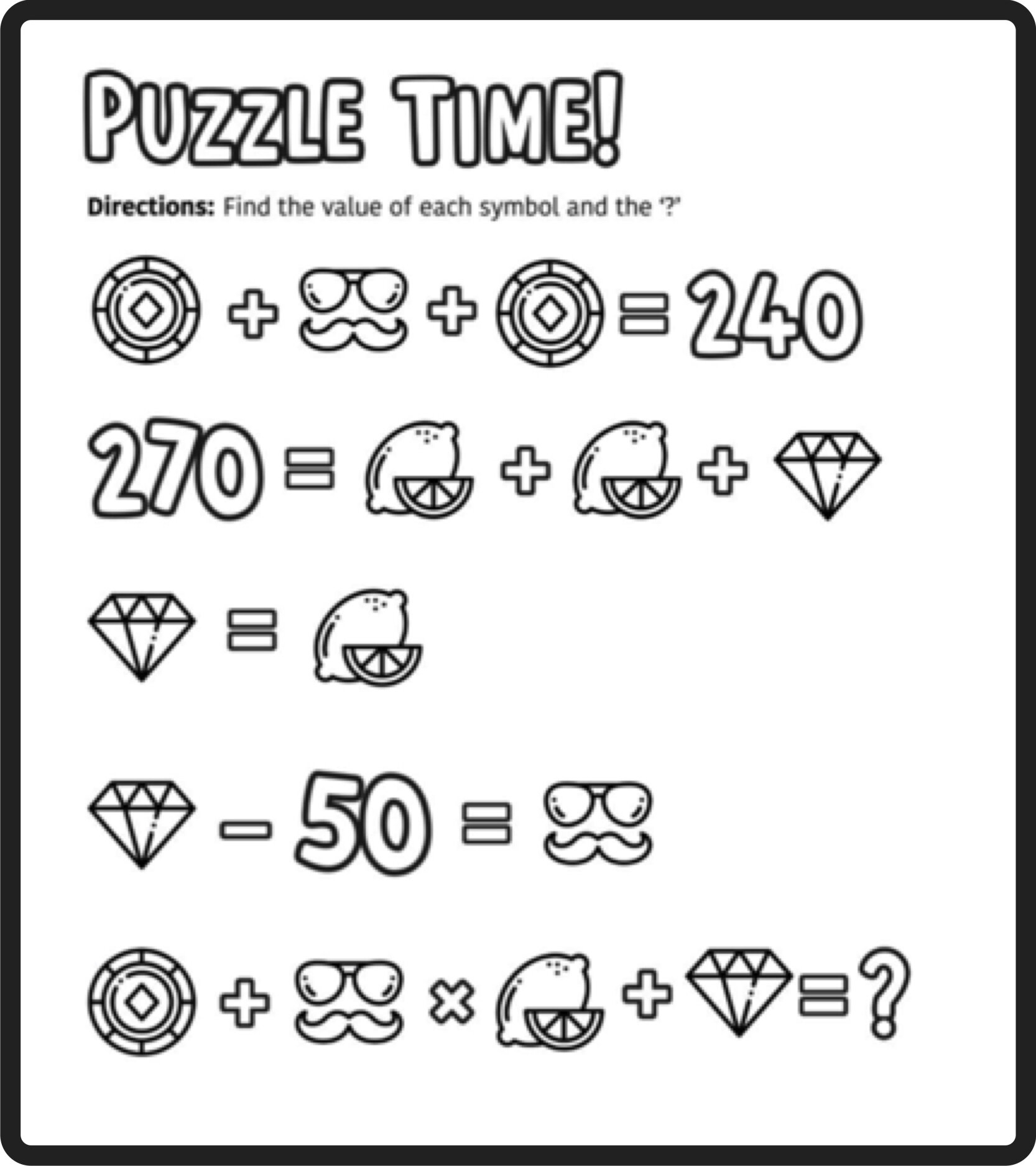 Math Puzzles Brain Teasers Printable
