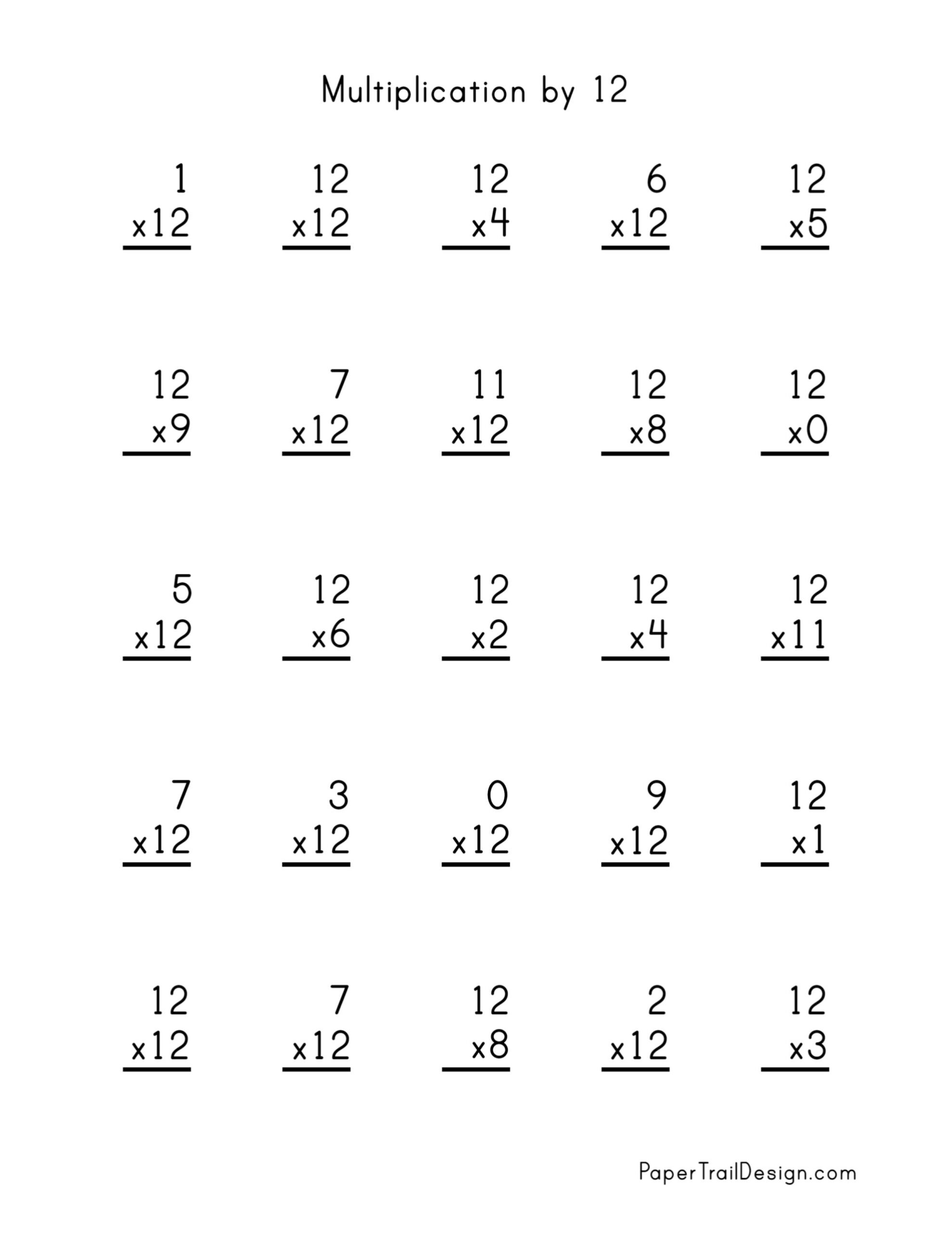 Printable Multiplication Worksheets 1 12