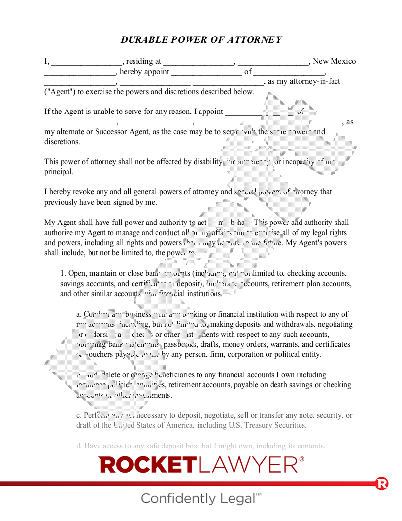 Durable Power Of Attorney Forms Printable Nm