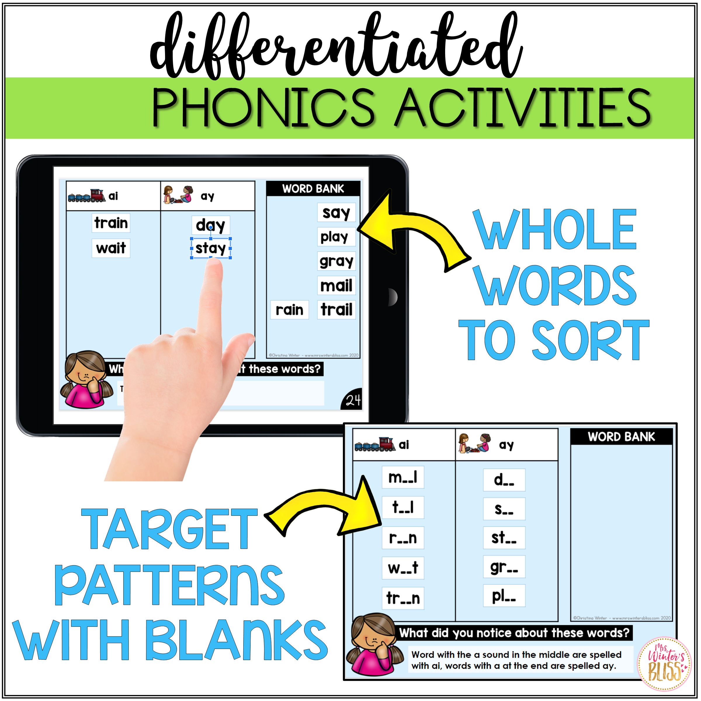FREE Phonics Word Sorts DIFFERENTIATED Digital amp Printable 