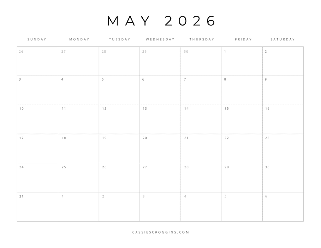 Blank Calendar 2026 With Lines Printable Free