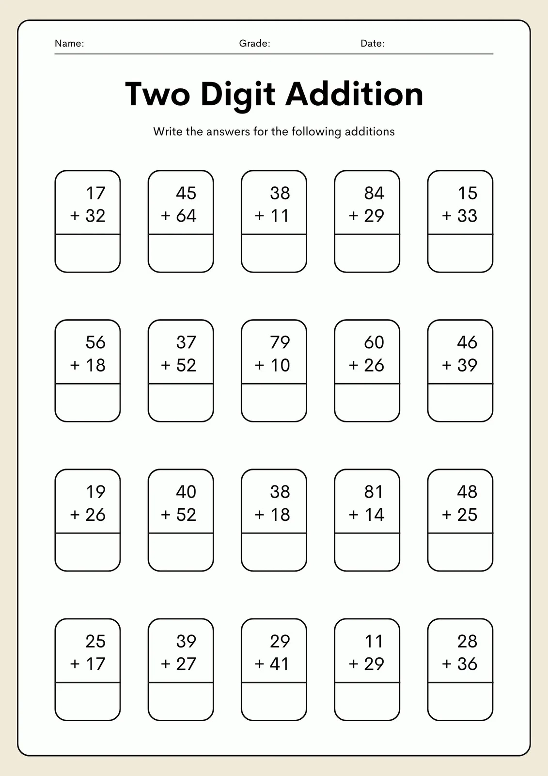 Second Grade Math Worksheets Free Printable