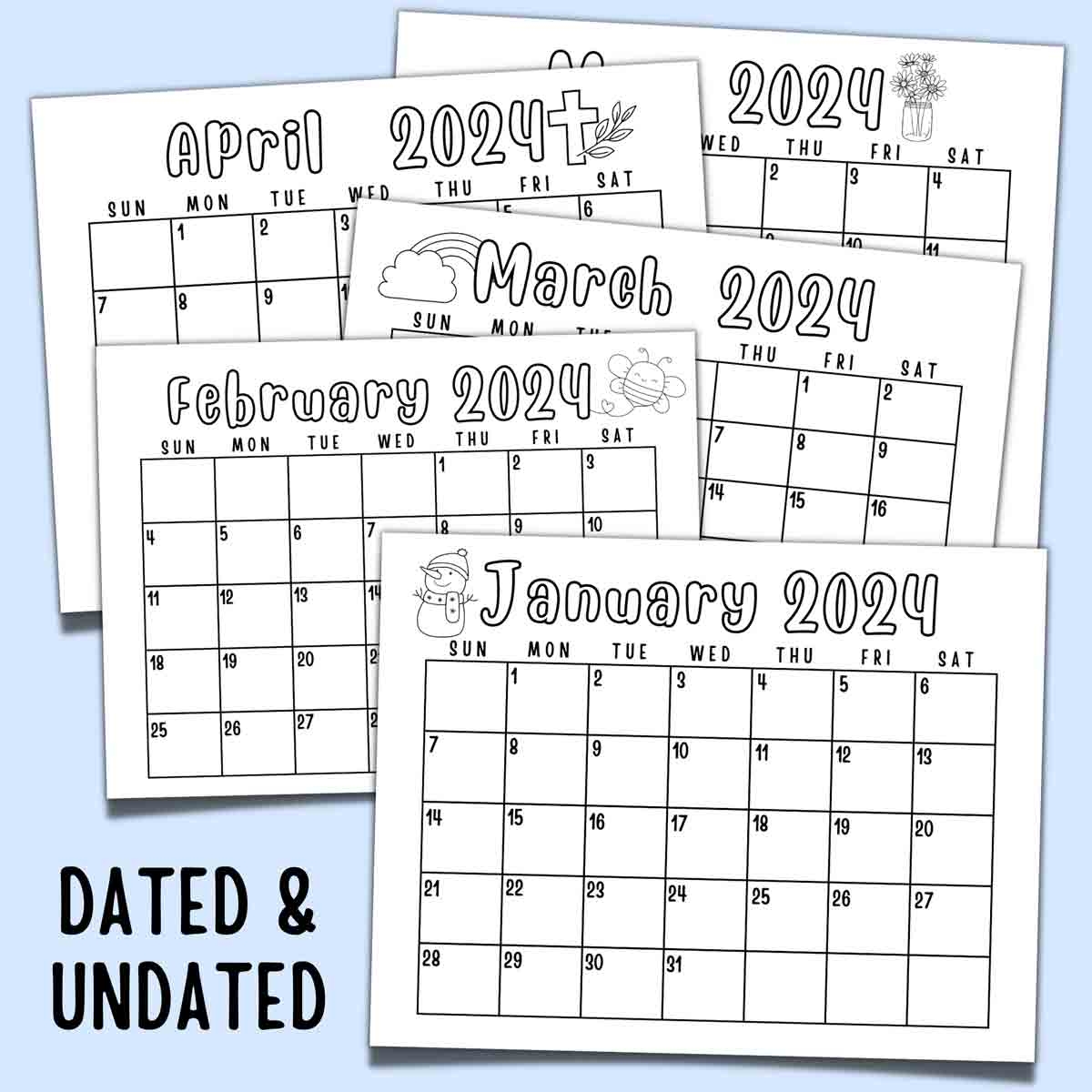 Printable Kids Blank Calendar