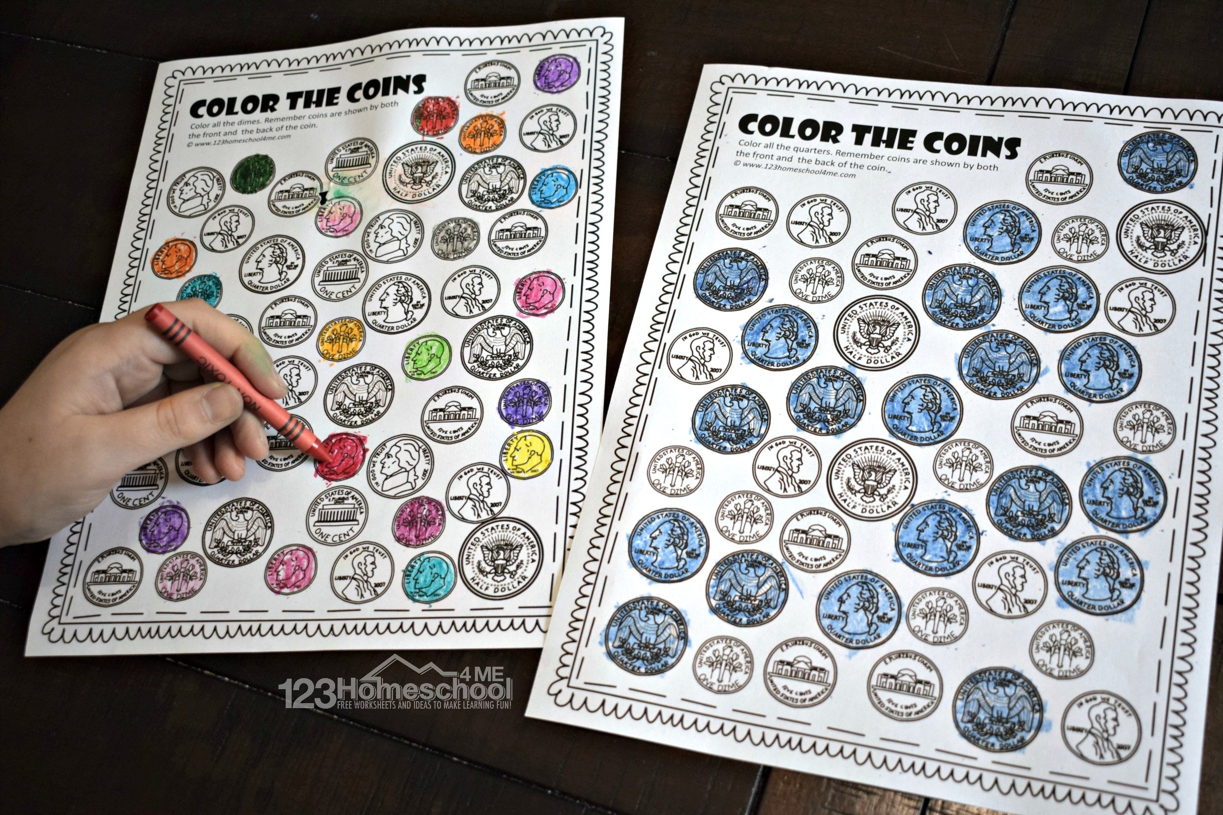 FREE Printable Color The Coin Money Worksheets Worksheets Library