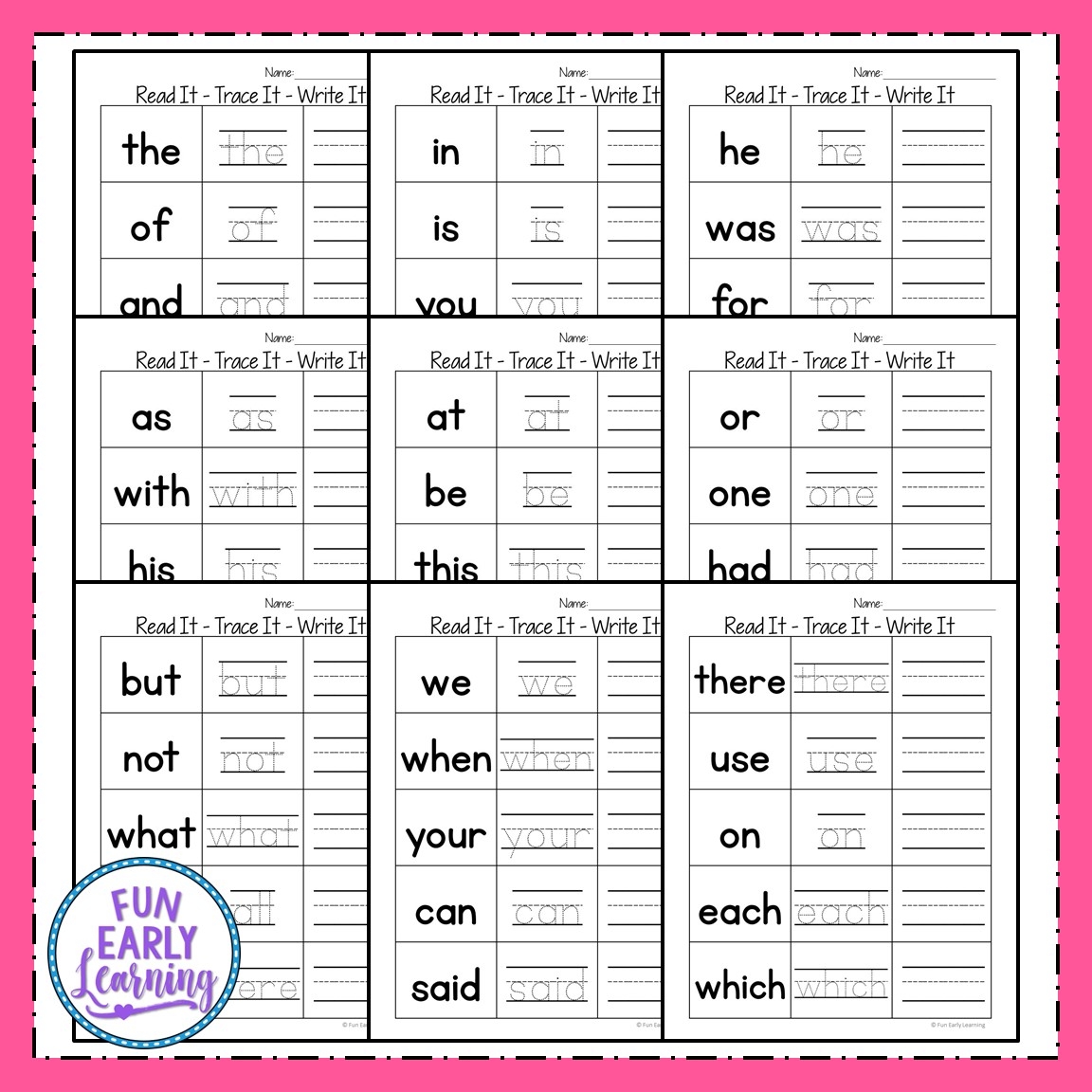 Free Printable Kindergarten Sight Words Worksheets Worksheets 