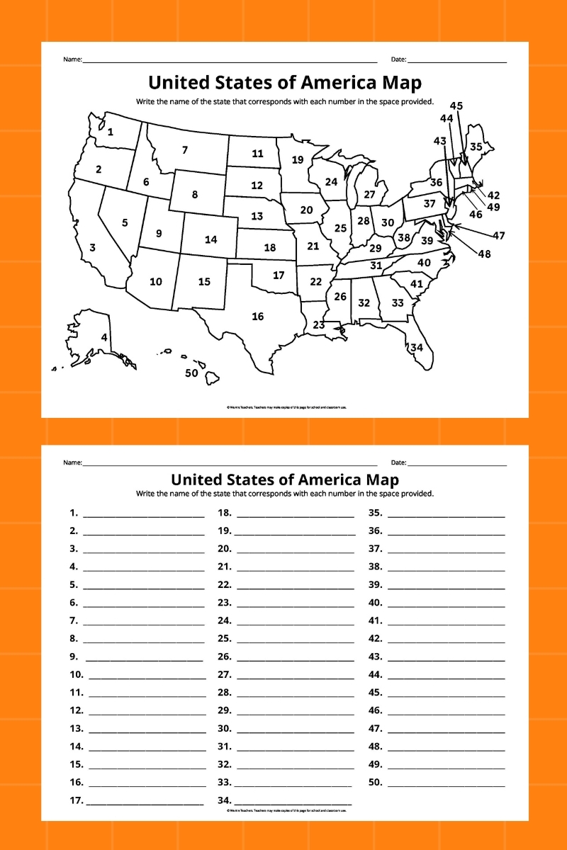 Free Printable 50 States Worksheets Pdf