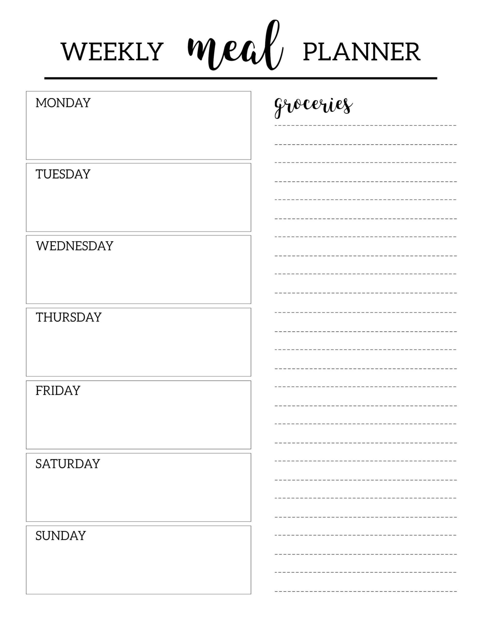 Free Printable Meal Planning Template