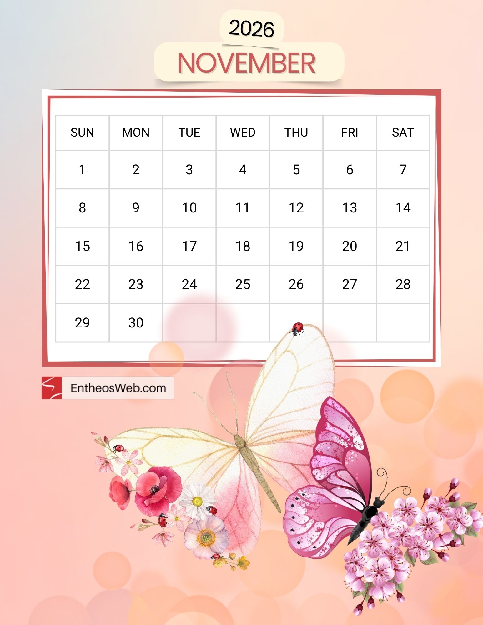 Free Printable November 2026 Calendars EntheosWeb