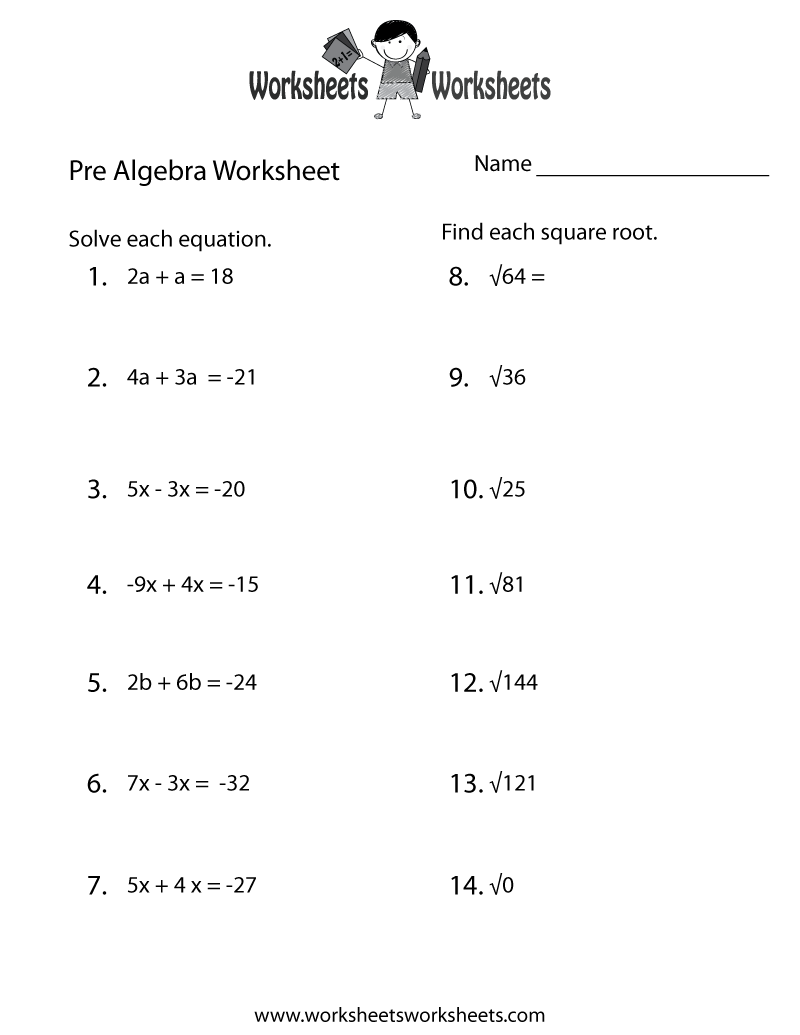 Free Printable Pre Algebra Practice Worksheet Worksheets Library