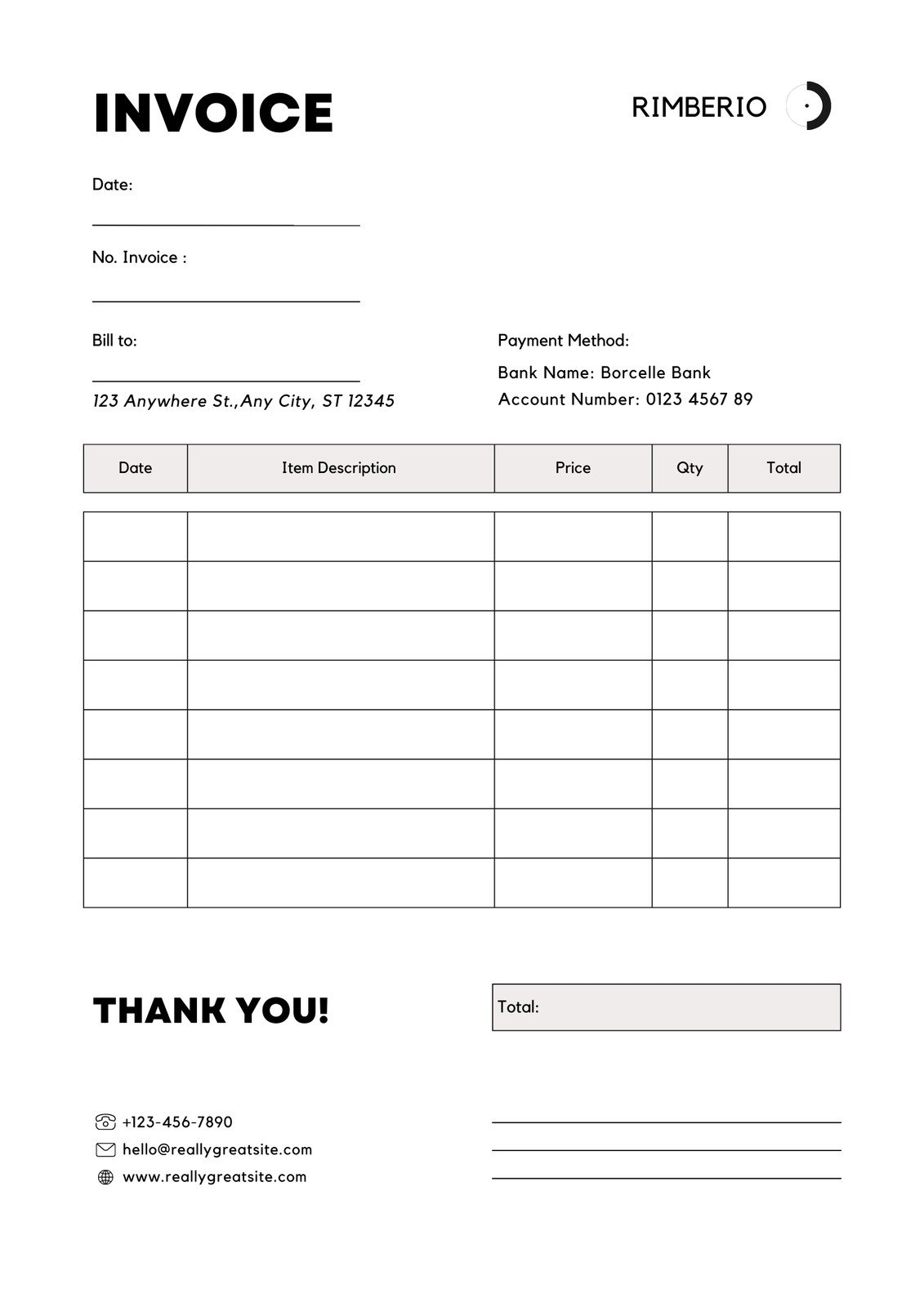 Printable Free Invoice Template