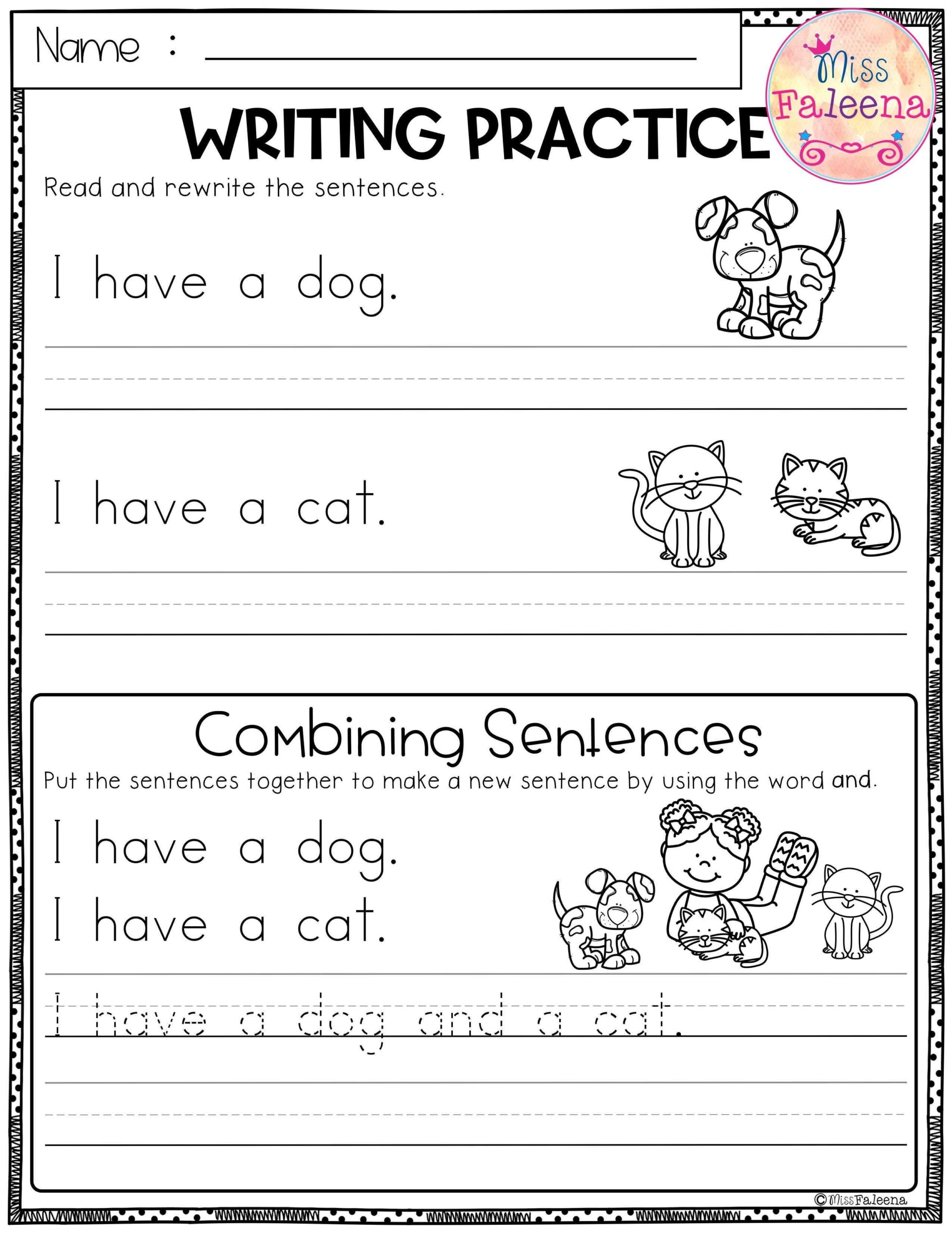 Free Printable Sentence Writing Practice