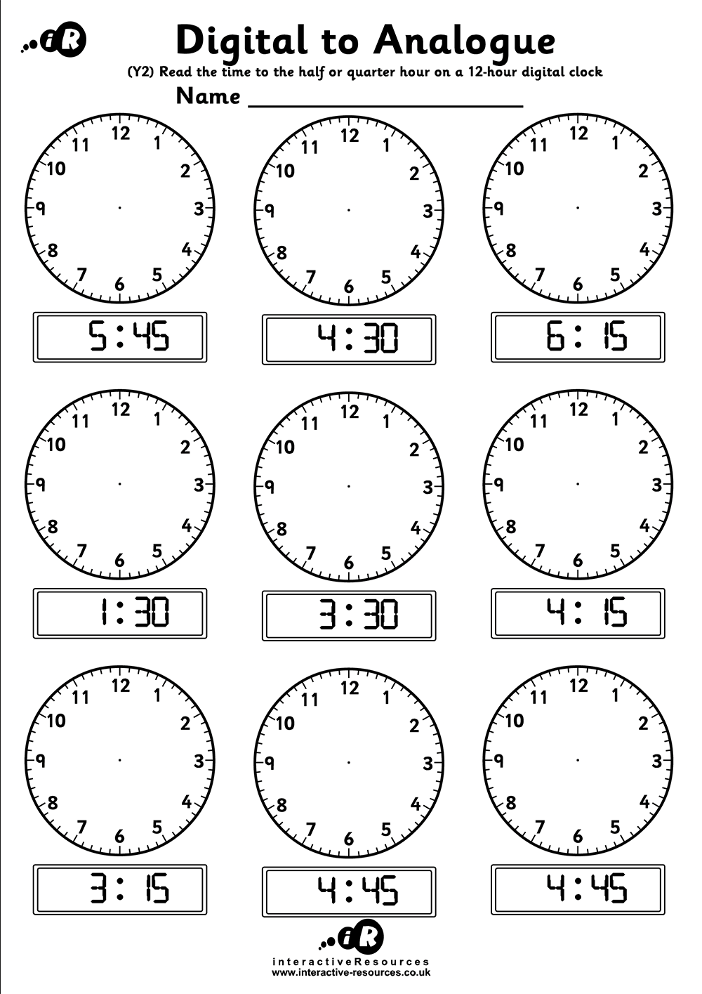 Printable Telling Time Worksheets