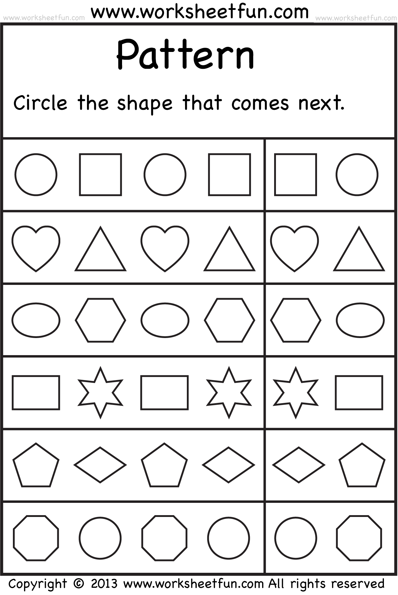 FREE Printable Worksheets Pattern Worksheets For Kindergarten 