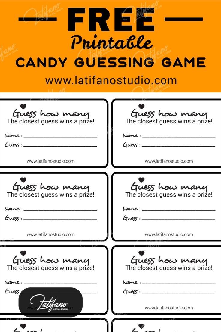 Free Printale Game Candy Guessing Labels Guess How Many Sweets In 