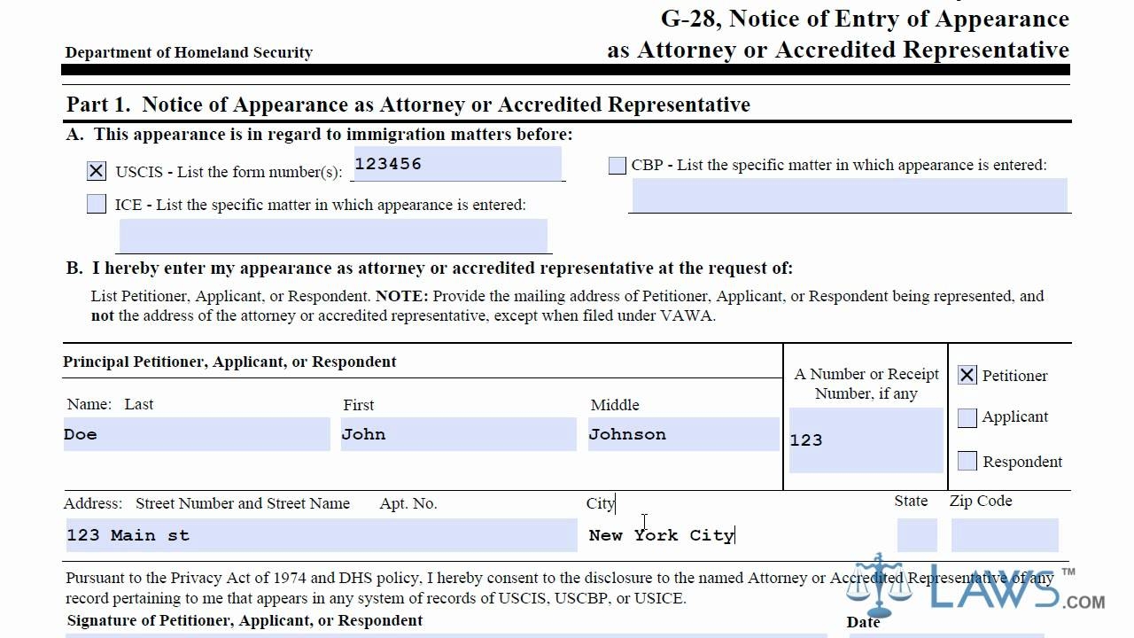 What Is Form G-28 For Immigration