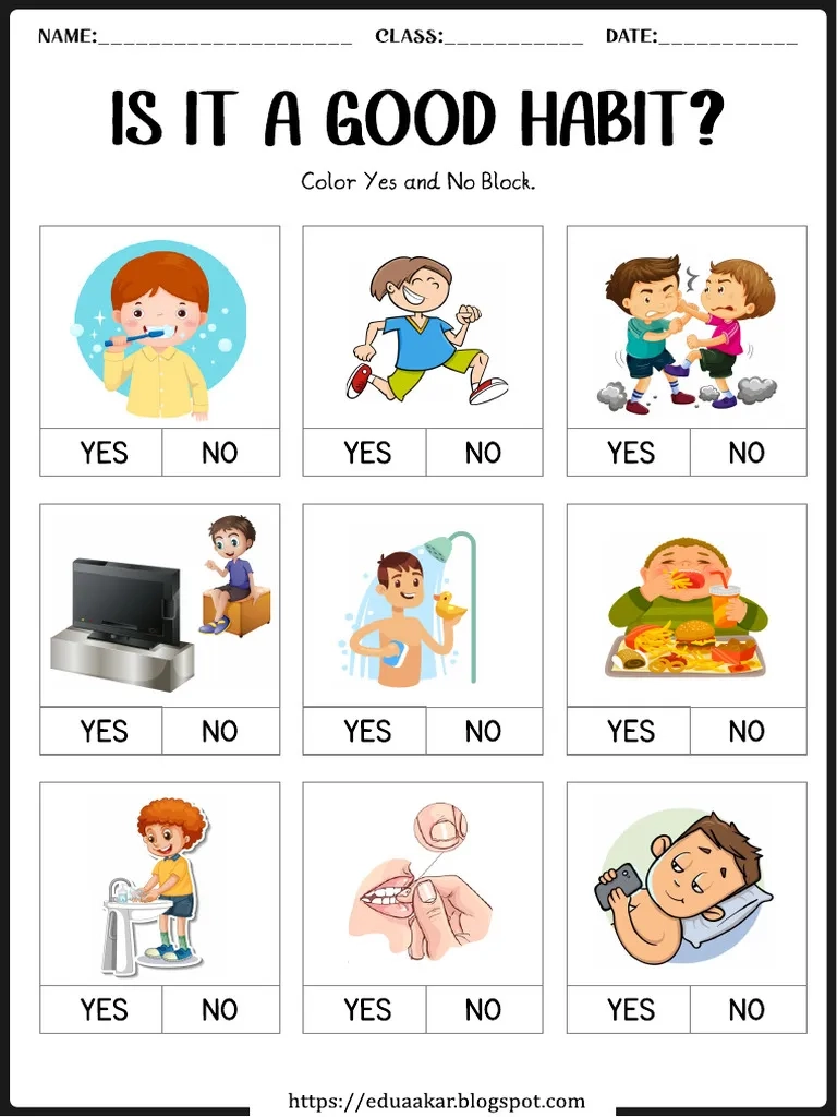 Printable Healthy Habits Worksheets Pdf
