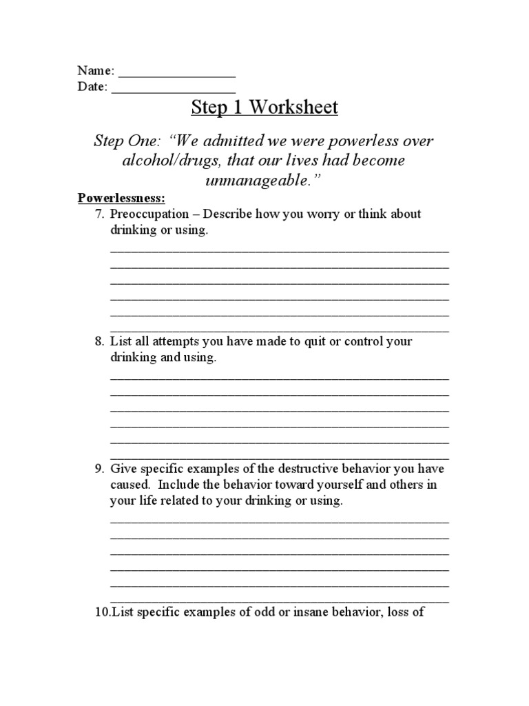 Aa Step 1 Worksheets Printable