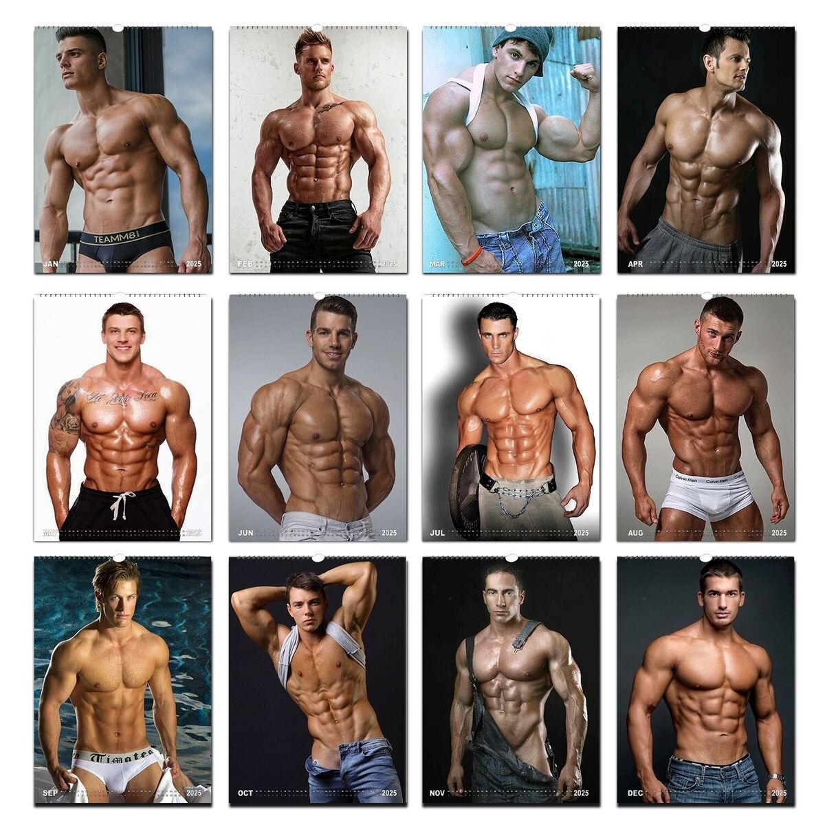 Hot Hunks Calendar Guys Muscle Hunks Calendar 2025 6 Personalised 