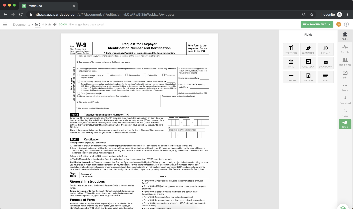 Form W-9 2023 Online