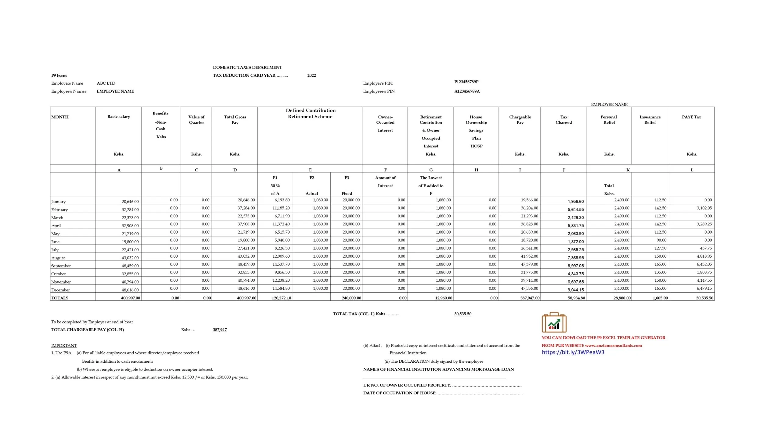 How To Get Or Prepare A P9 Form For Filing KRA Employment Income 