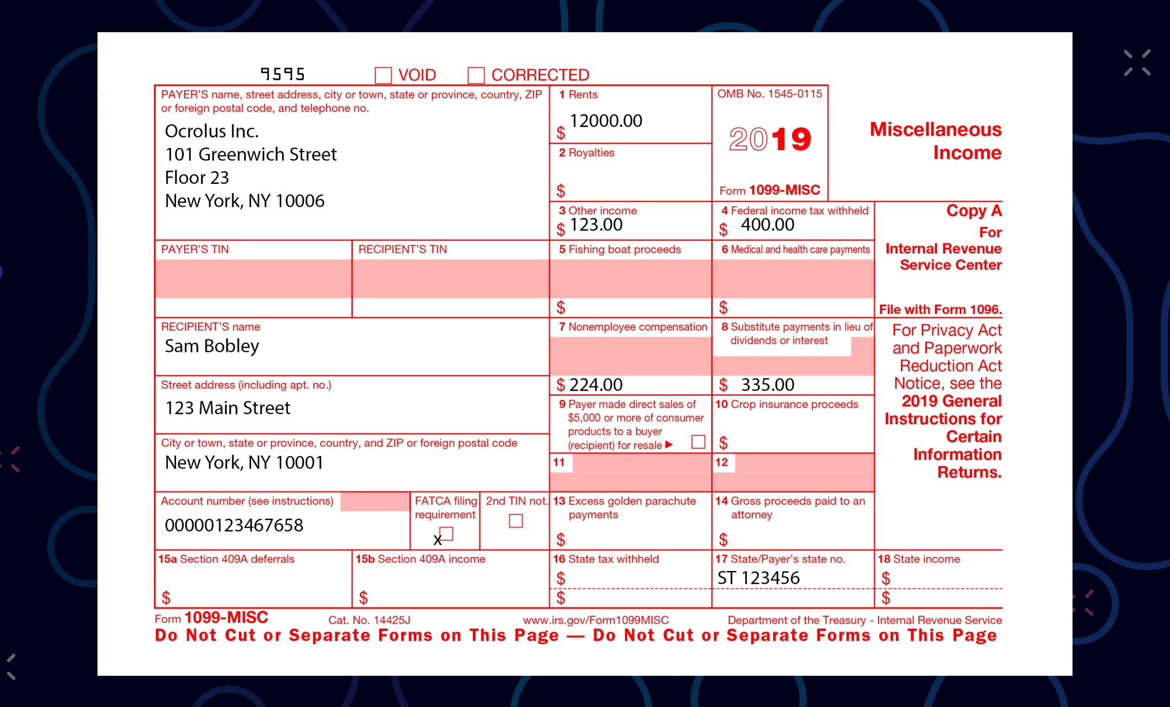 IRS Form 1099 MISC Document Processing