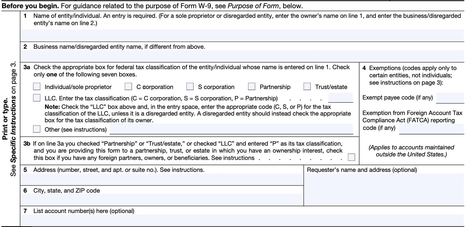Instructions For Irs Form W9