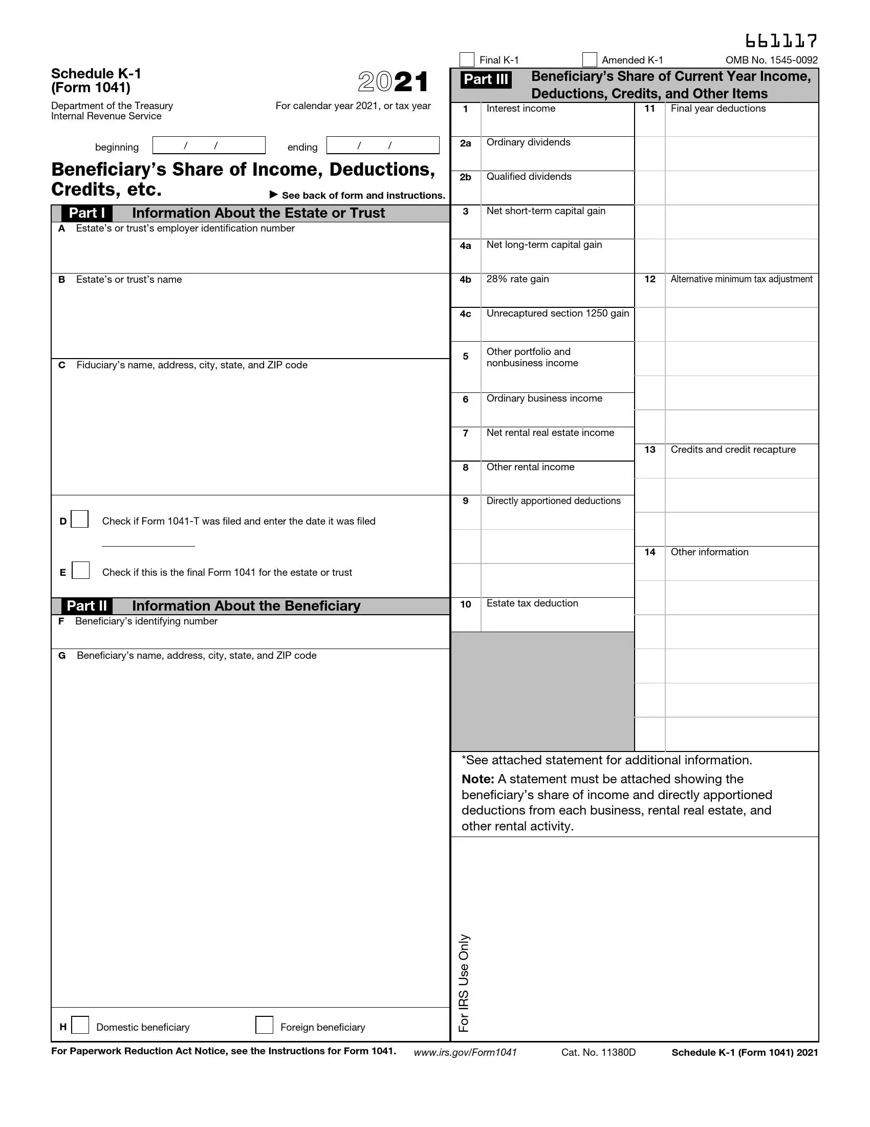 What Is Irs Form 1041