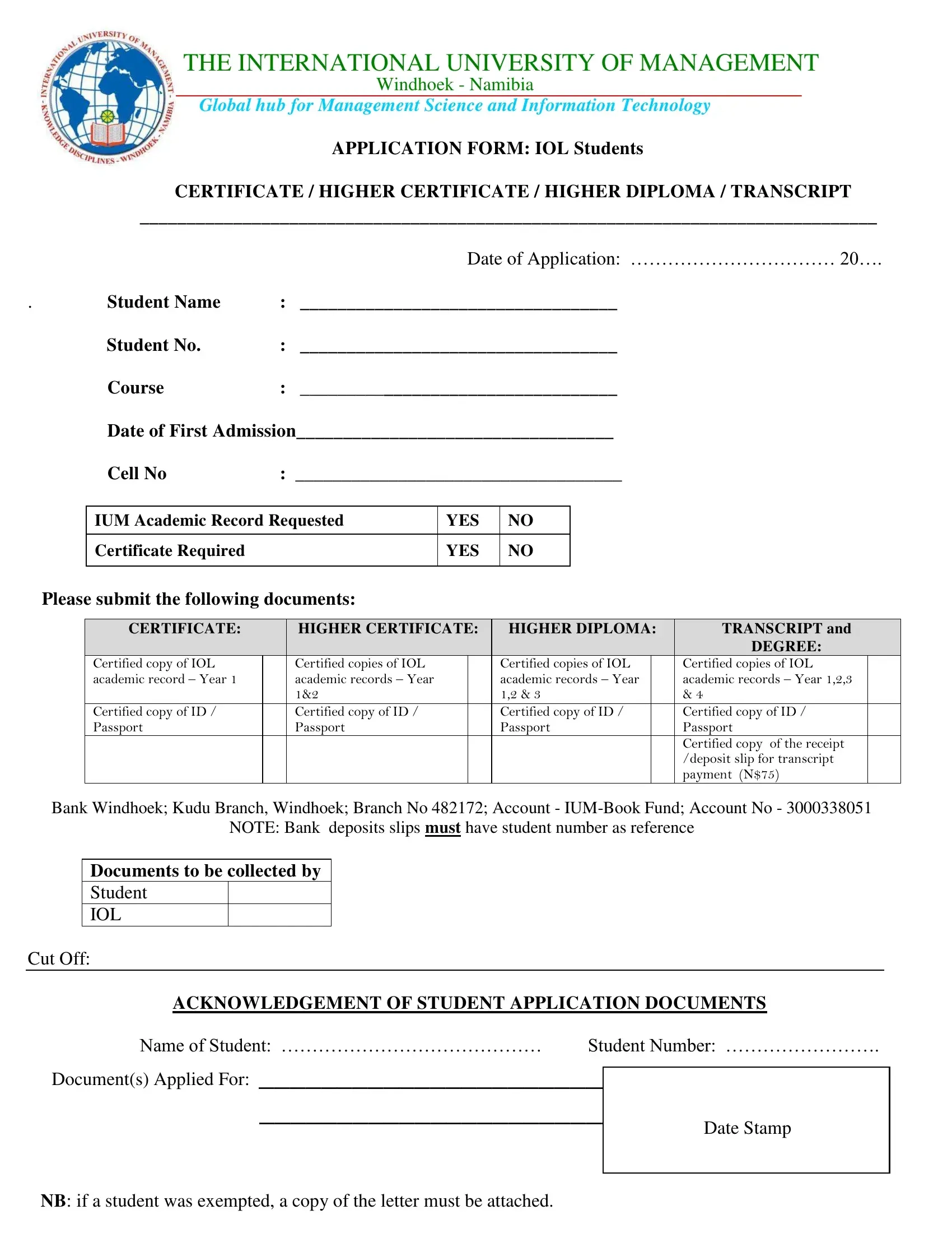 Ium Online Application Form Fill Out Printable PDF Forms Online