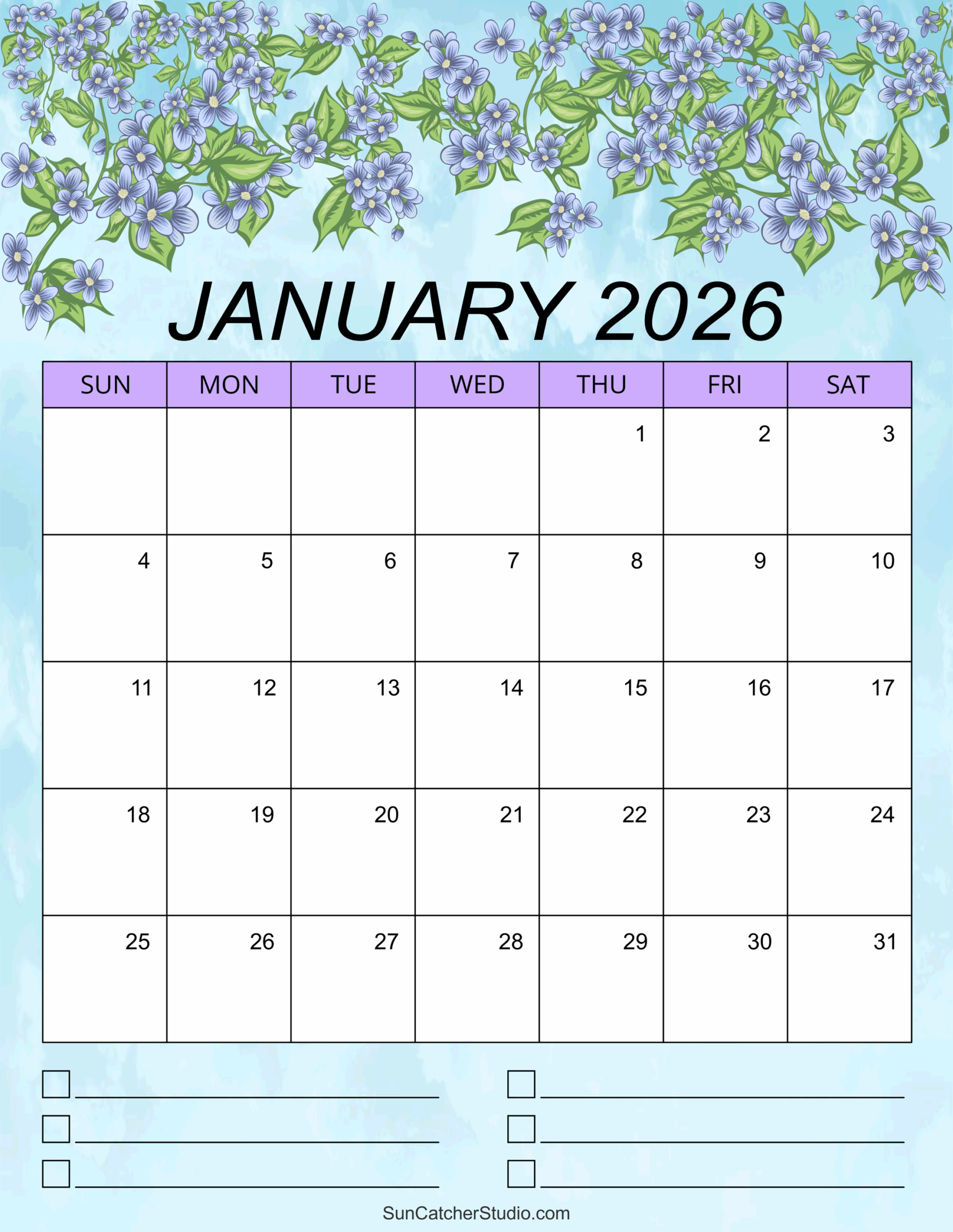 January 2026 Calendar Free Printable Free Printables 