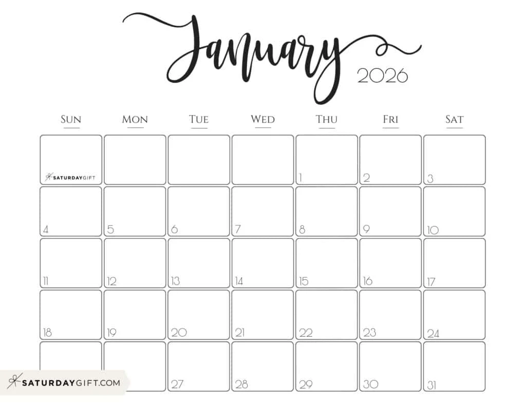 January 2026 Calendar
