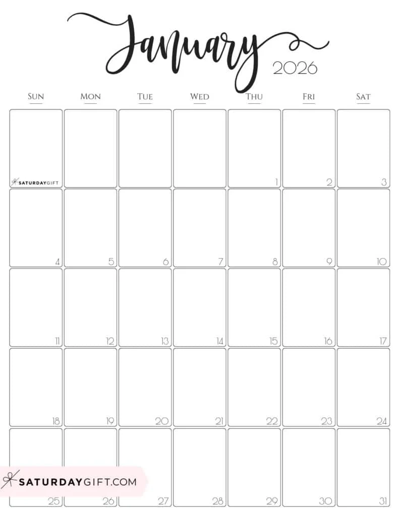 Blank 2026 Calendar Printable Pdf