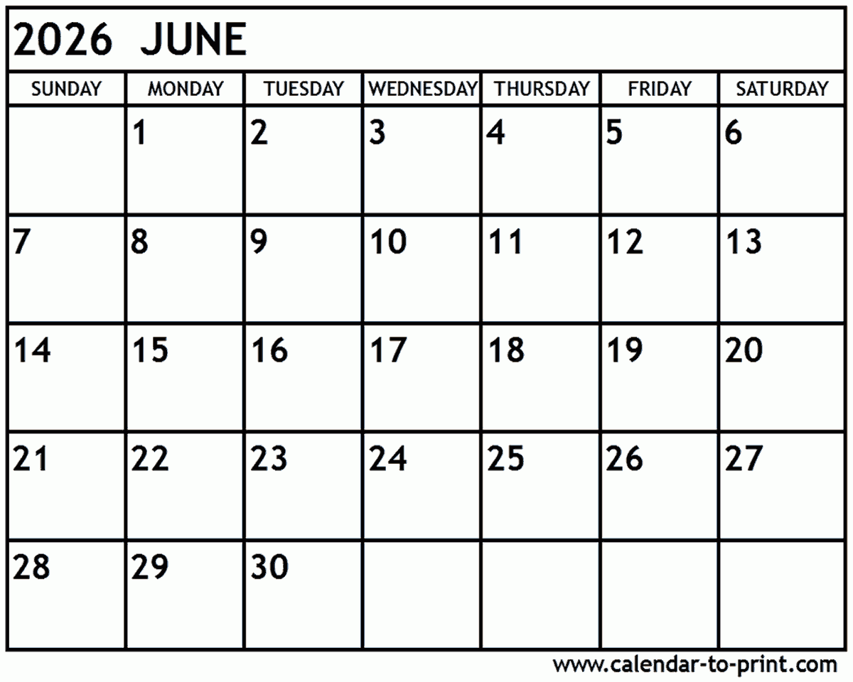 June 2026 Calendar Pdf