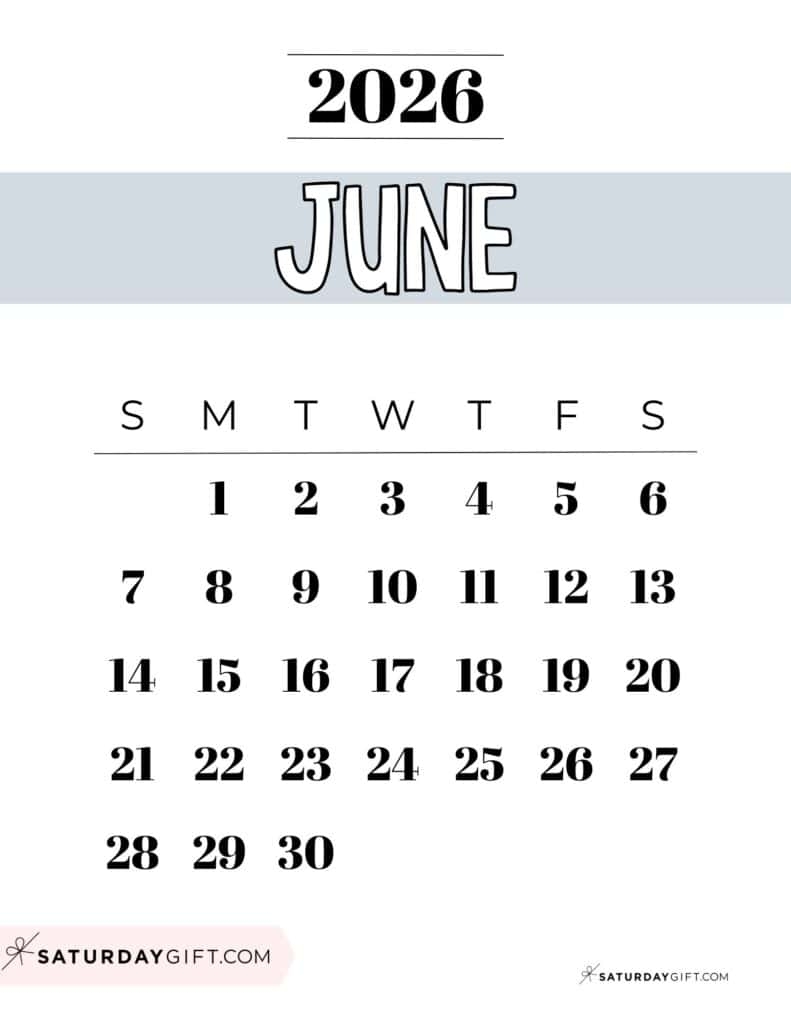 June 2026 Calendar Printable Free Pdf