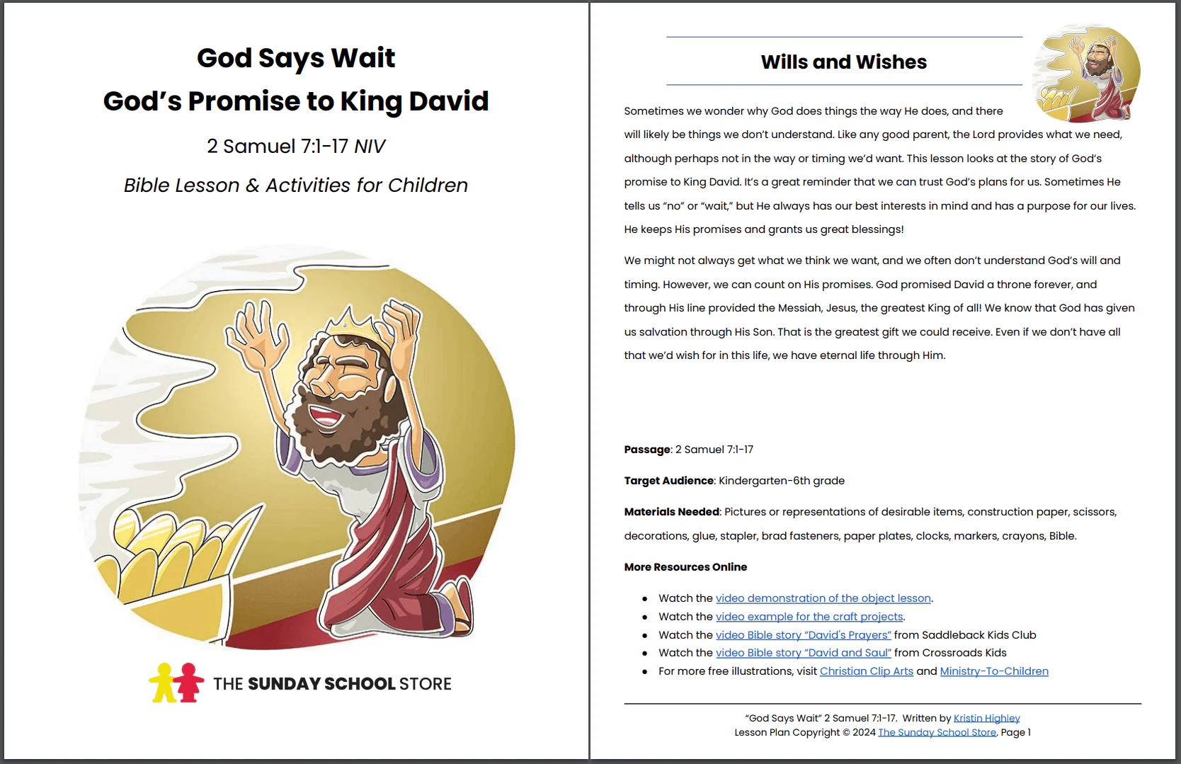 KJV Sunday School Lessons For Kids 30 Minute King James Version 