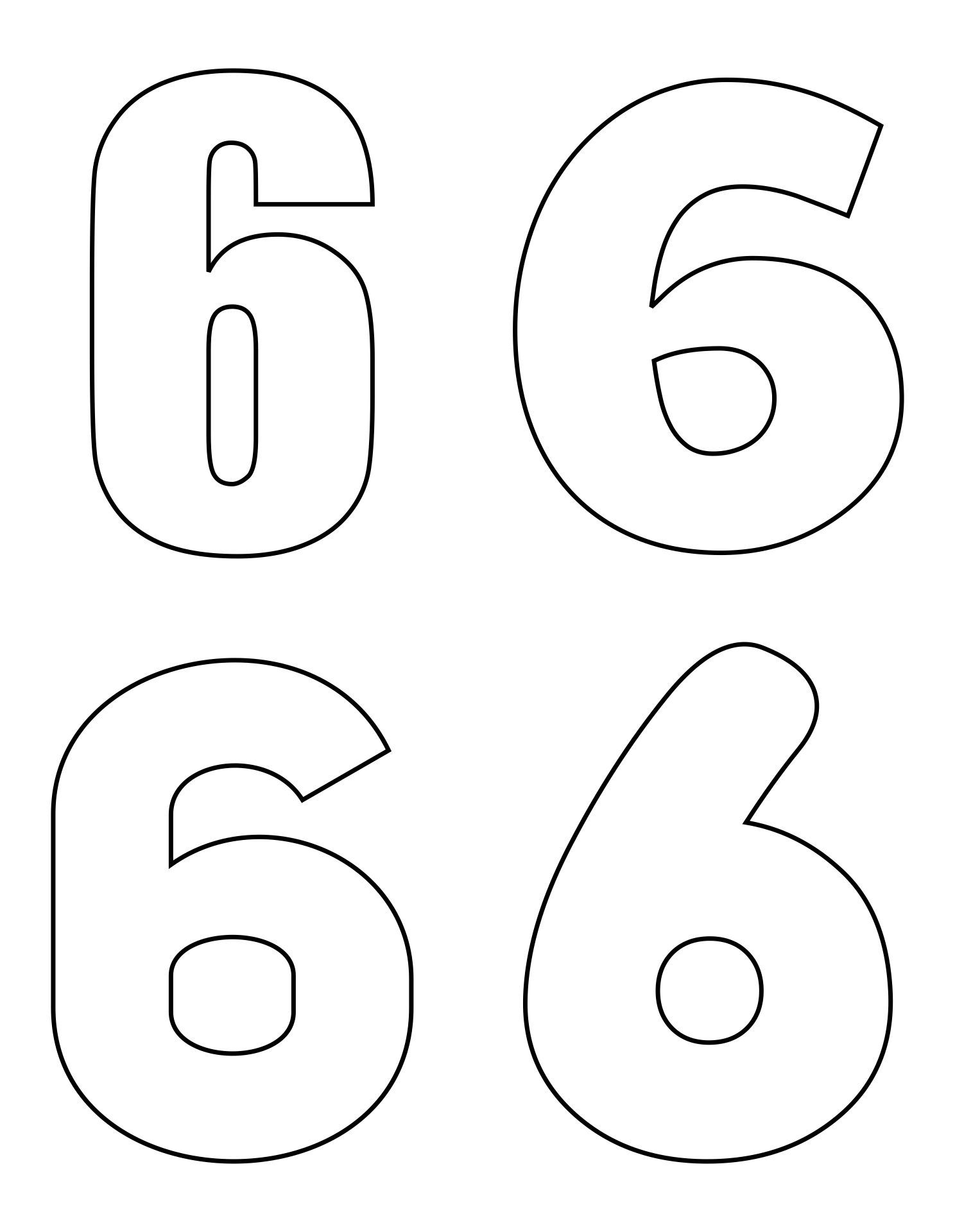 Number 6 Template Printable