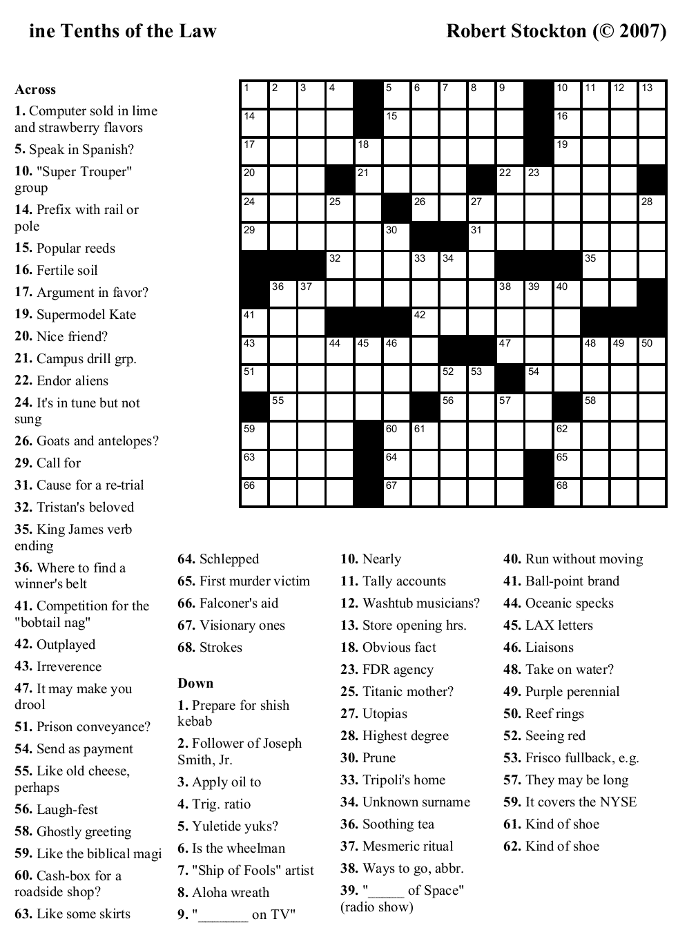 Large Print Easy Crossword Puzzles 10 Free PDF Printables 