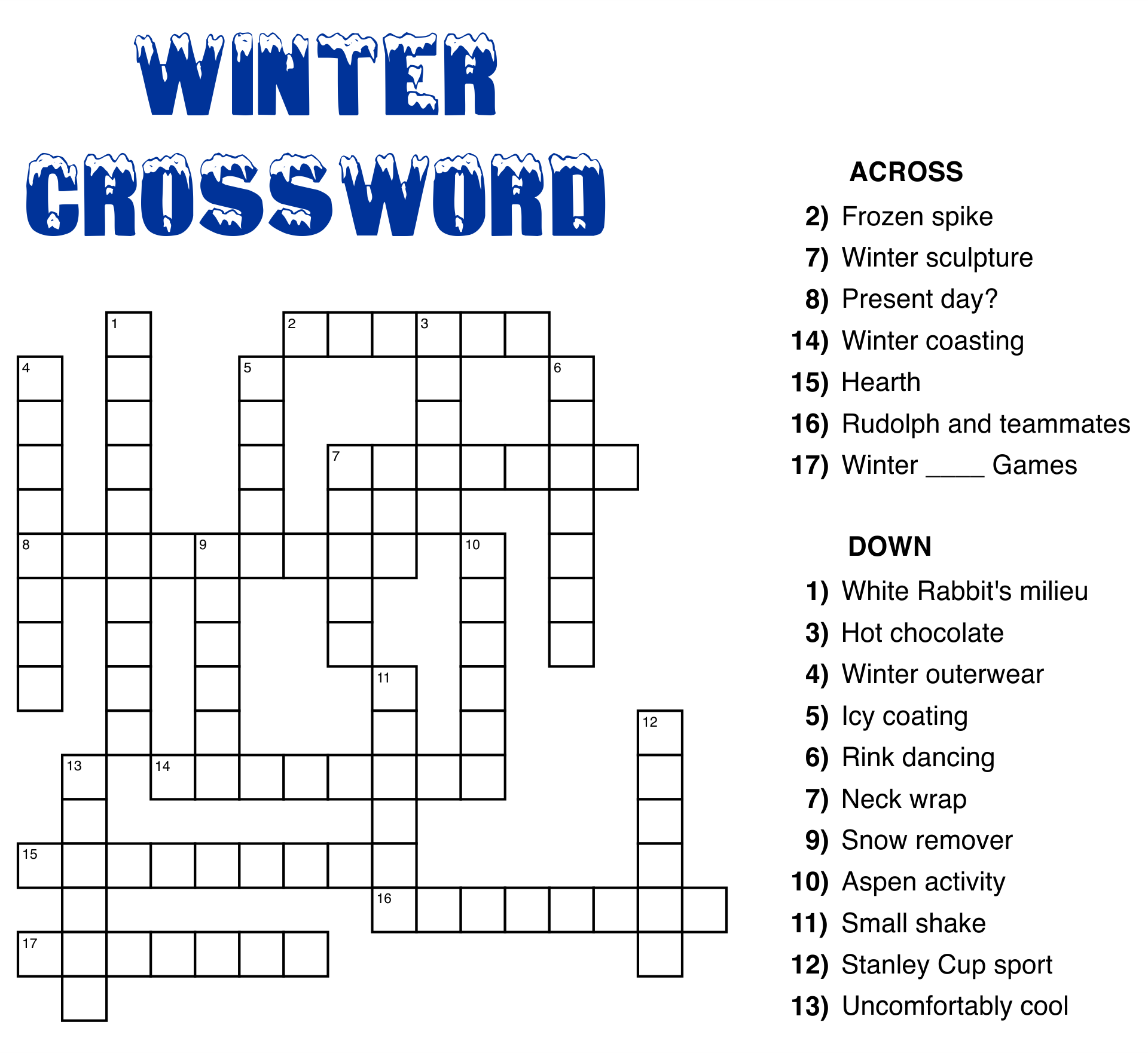 Large Print Crossword Puzzle Printable