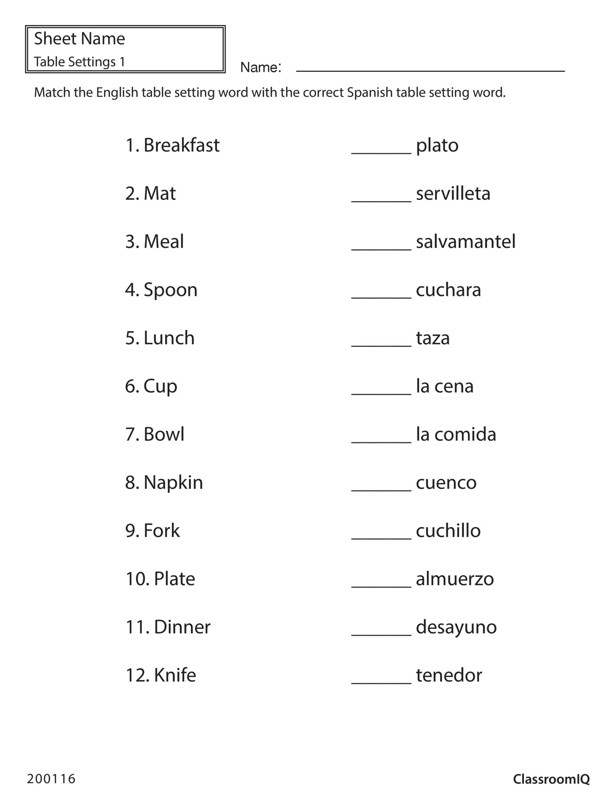 Printable Spanish Worksheets For Beginners Pdf