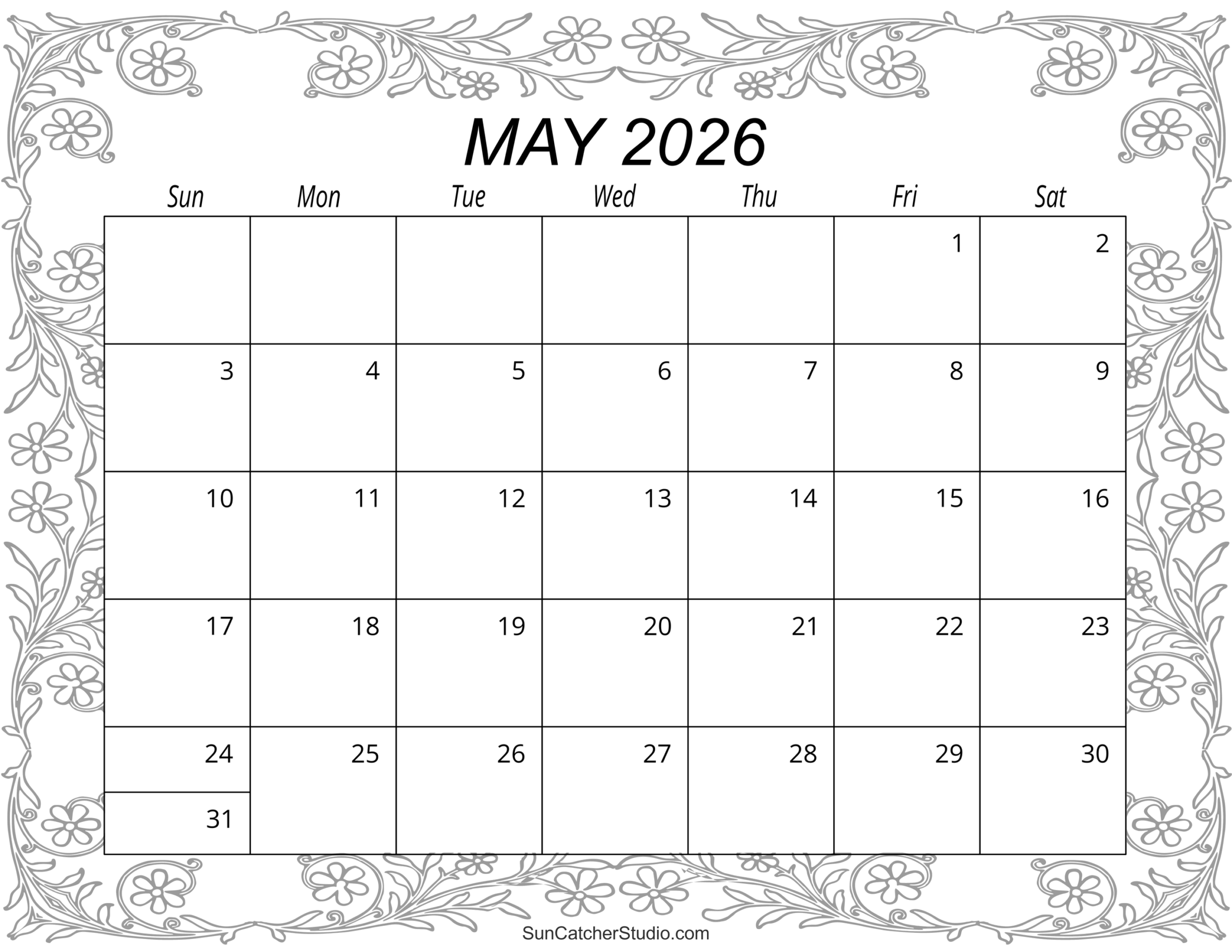 2026 May Calendar Printable