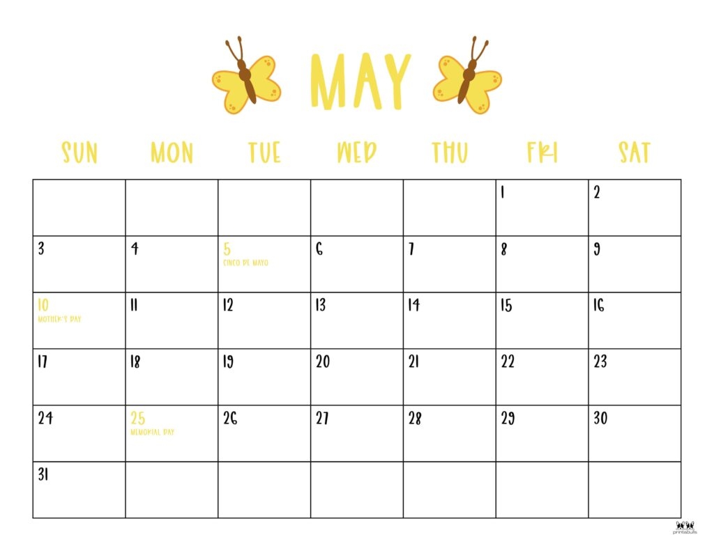 May 2026 Calendar Printable Pdf Free Download