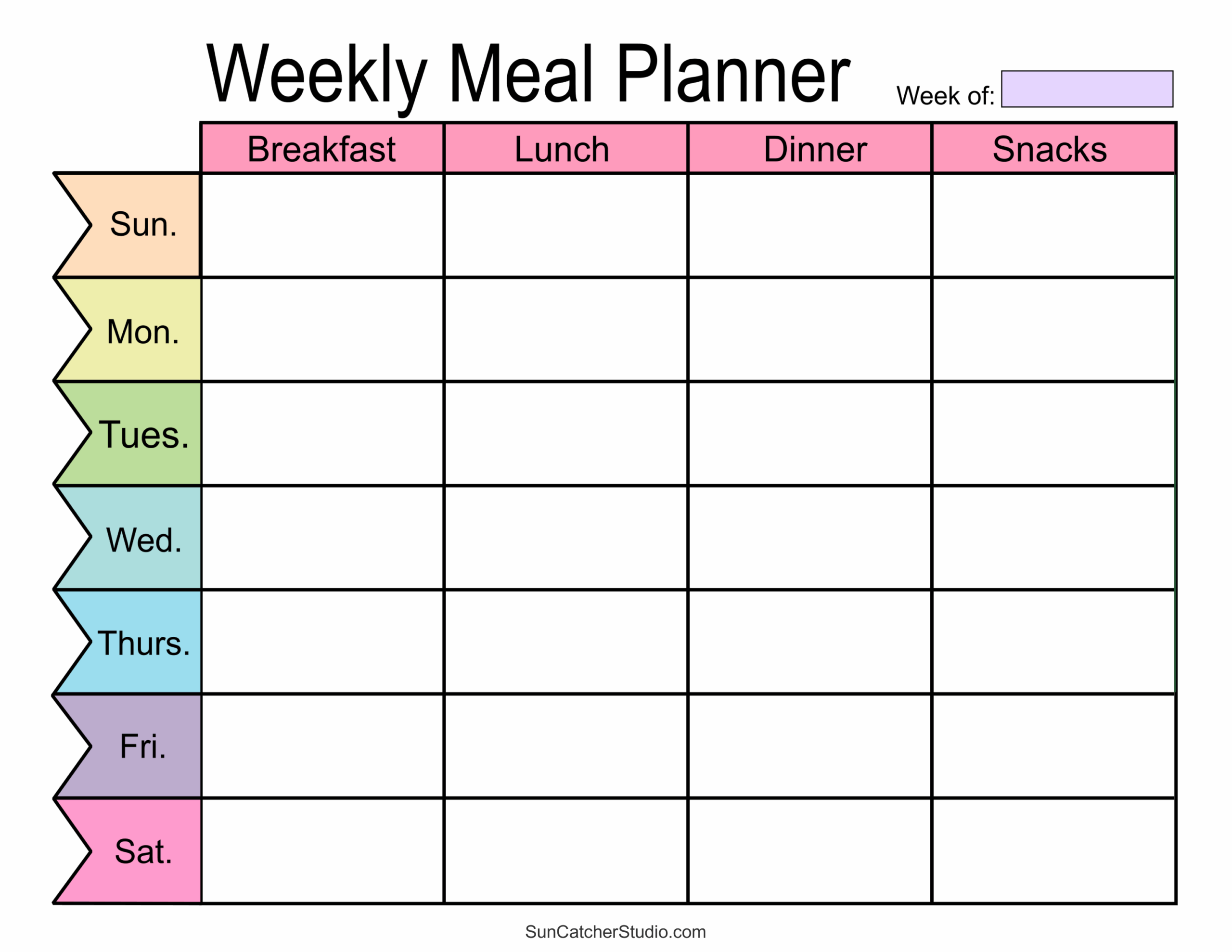 Blank Printable Meal Calendar